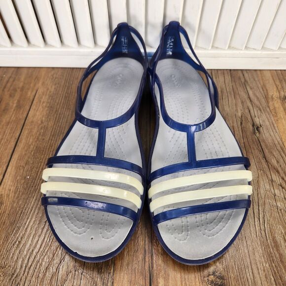 Crocs Isabella Strappy Jelly Sandals Womens Sz 8 Blue Ivory Slip On Shoes 202465 - Picture 8 of 9
